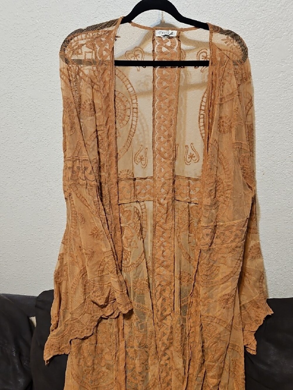 torrid Sheer Lace Duster Cardigan in Camel - Picture 2 of 8